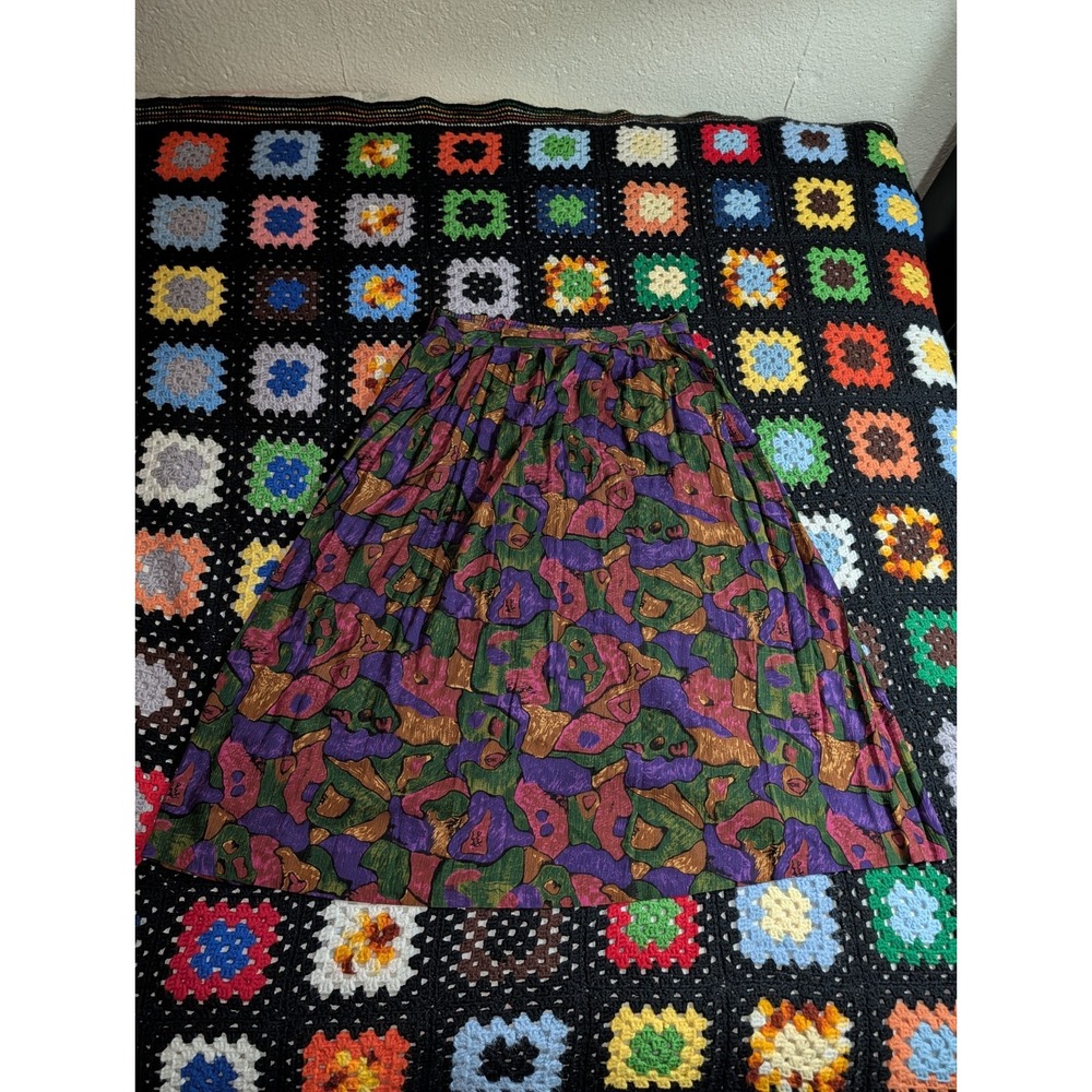 Vintage Midi Skirt Kelly Stevens Colorful Geometric Pattern Large Made in‎ USA